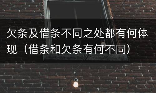 欠条及借条不同之处都有何体现（借条和欠条有何不同）
