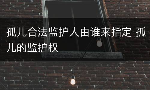 孤儿合法监护人由谁来指定 孤儿的监护权
