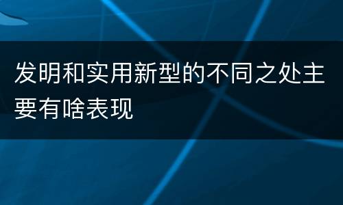 发明和实用新型的不同之处主要有啥表现