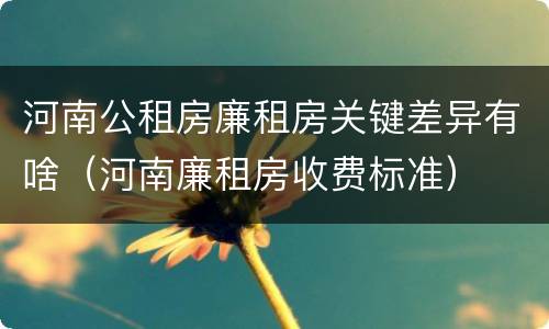 河南公租房廉租房关键差异有啥（河南廉租房收费标准）