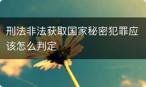 刑法非法获取国家秘密犯罪应该怎么判定