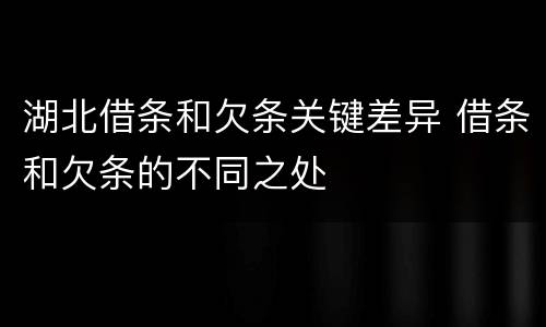 湖北借条和欠条关键差异 借条和欠条的不同之处