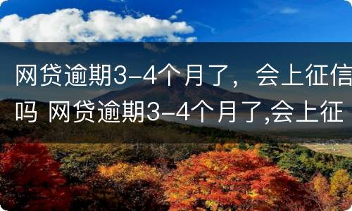 网贷逾期3-4个月了，会上征信吗 网贷逾期3-4个月了,会上征信吗有影响吗