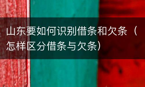 山东要如何识别借条和欠条（怎样区分借条与欠条）