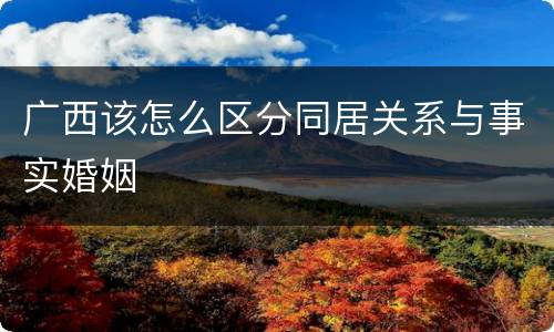 广西该怎么区分同居关系与事实婚姻