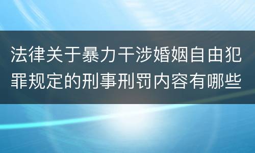 法律关于暴力干涉婚姻自由犯罪规定的刑事刑罚内容有哪些