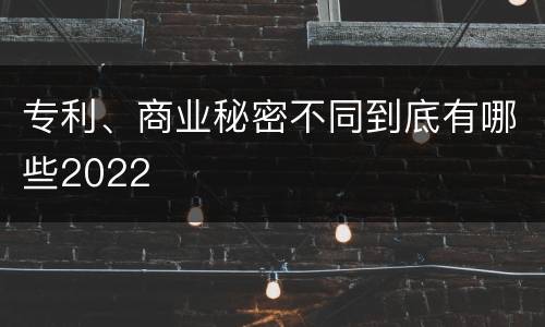专利、商业秘密不同到底有哪些2022