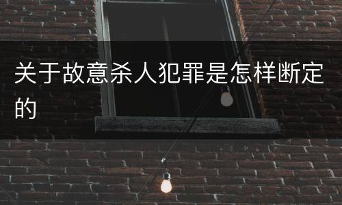 关于故意杀人犯罪是怎样断定的