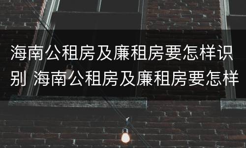海南公租房及廉租房要怎样识别 海南公租房及廉租房要怎样识别呢