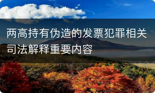 两高持有伪造的发票犯罪相关司法解释重要内容