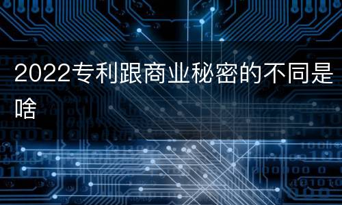 2022专利跟商业秘密的不同是啥