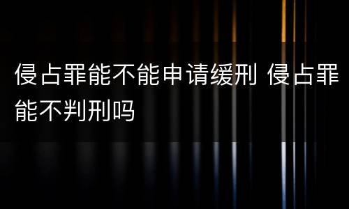 侵占罪能不能申请缓刑 侵占罪能不判刑吗
