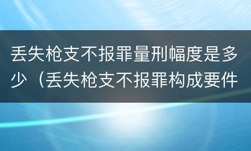 丢失枪支不报罪量刑幅度是多少（丢失枪支不报罪构成要件）