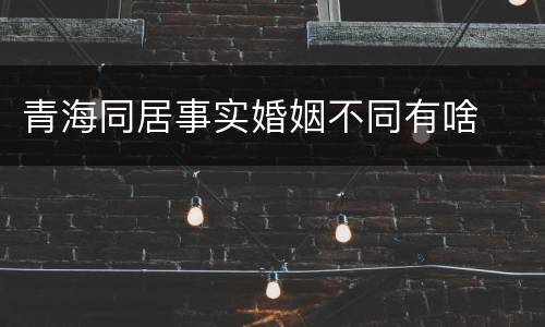 青海同居事实婚姻不同有啥