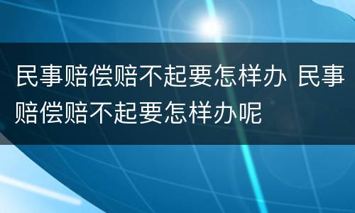 民事赔偿赔不起要怎样办 民事赔偿赔不起要怎样办呢