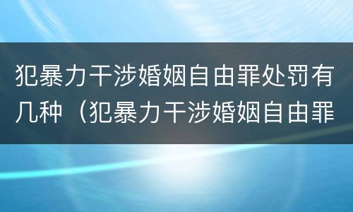 犯暴力干涉婚姻自由罪处罚有几种（犯暴力干涉婚姻自由罪处罚有几种方式）