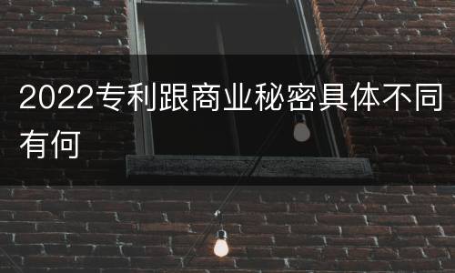 2022专利跟商业秘密具体不同有何