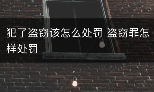 犯了盗窃该怎么处罚 盗窃罪怎样处罚