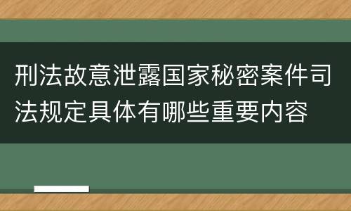 刑法故意泄露国家秘密案件司法规定具体有哪些重要内容