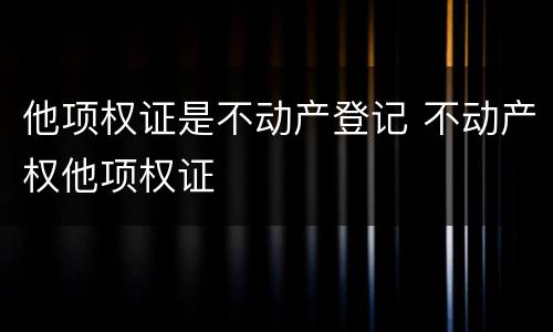 他项权证是不动产登记 不动产权他项权证