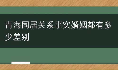 青海同居关系事实婚姻都有多少差别