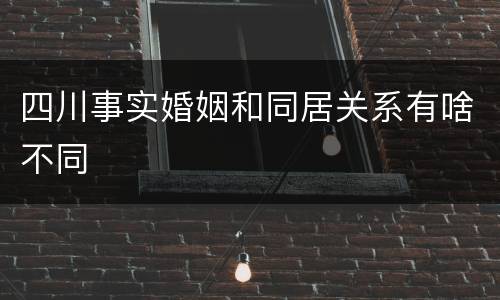 四川事实婚姻和同居关系有啥不同
