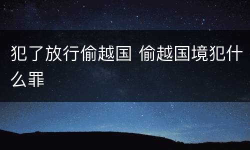 犯了放行偷越国 偷越国境犯什么罪