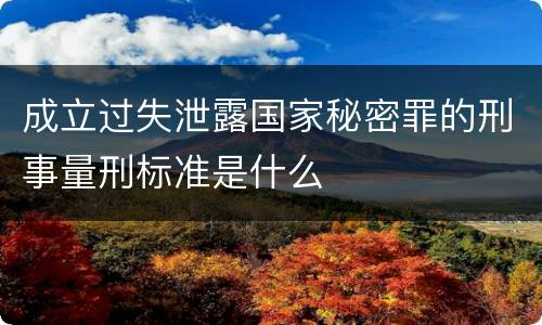 成立过失泄露国家秘密罪的刑事量刑标准是什么