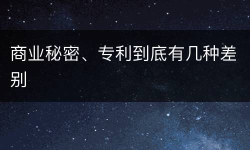 商业秘密、专利到底有几种差别