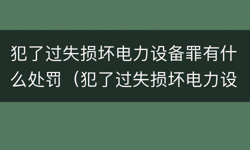 犯了过失损坏电力设备罪有什么处罚（犯了过失损坏电力设备罪有什么处罚标准）