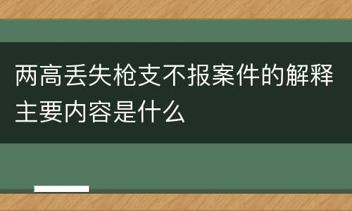 两高丢失枪支不报案件的解释主要内容是什么