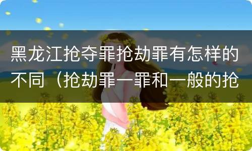 黑龙江抢夺罪抢劫罪有怎样的不同（抢劫罪一罪和一般的抢劫罪）