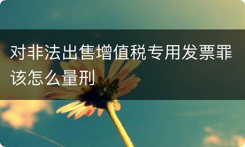 对非法出售增值税专用发票罪该怎么量刑