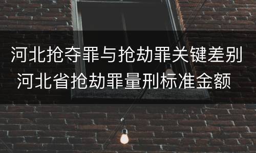 河北抢夺罪与抢劫罪关键差别 河北省抢劫罪量刑标准金额