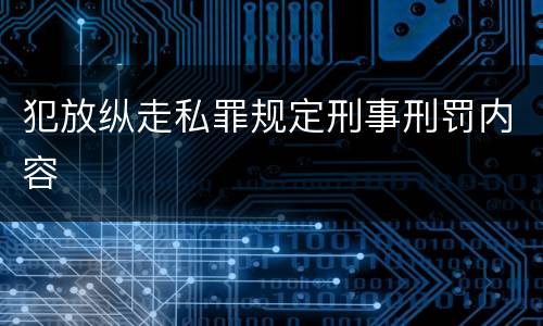 犯放纵走私罪规定刑事刑罚内容