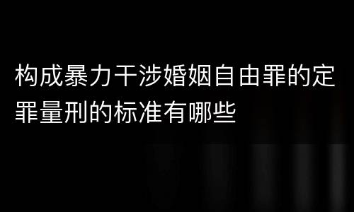 构成暴力干涉婚姻自由罪的定罪量刑的标准有哪些