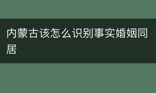 内蒙古该怎么识别事实婚姻同居