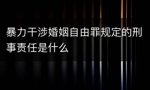 暴力干涉婚姻自由罪规定的刑事责任是什么