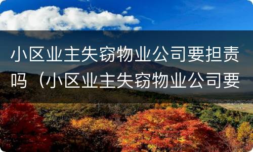 小区业主失窃物业公司要担责吗（小区业主失窃物业公司要担责吗怎么办）