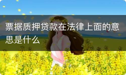 票据质押贷款在法律上面的意思是什么