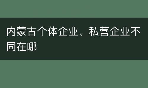 内蒙古个体企业、私营企业不同在哪