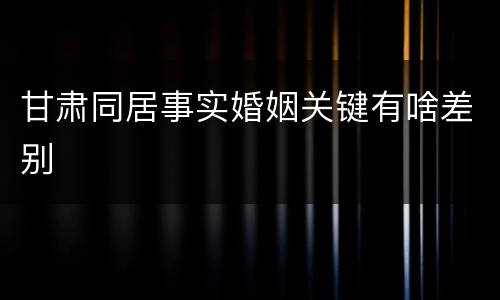 甘肃同居事实婚姻关键有啥差别