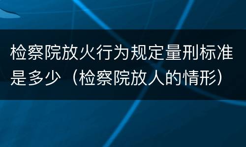 检察院放火行为规定量刑标准是多少（检察院放人的情形）