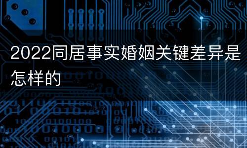 2022同居事实婚姻关键差异是怎样的