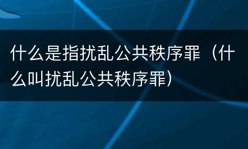 什么是指扰乱公共秩序罪（什么叫扰乱公共秩序罪）