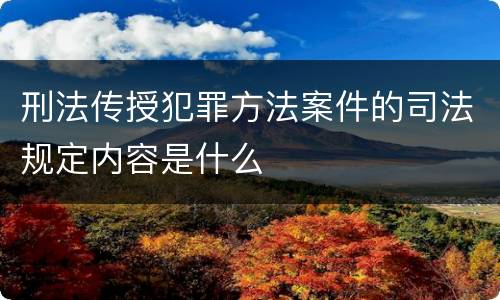 刑法传授犯罪方法案件的司法规定内容是什么