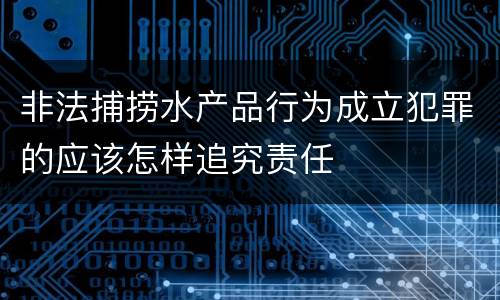 非法捕捞水产品行为成立犯罪的应该怎样追究责任