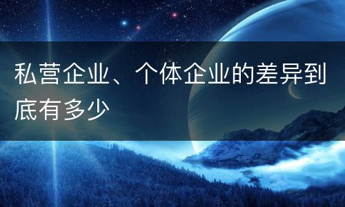 私营企业、个体企业的差异到底有多少