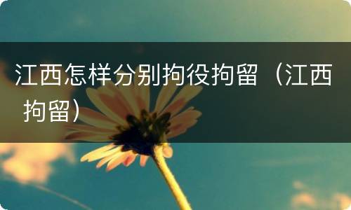 江西怎样分别拘役拘留（江西 拘留）
