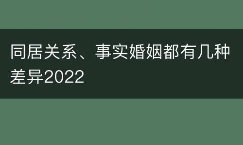 同居关系、事实婚姻都有几种差异2022